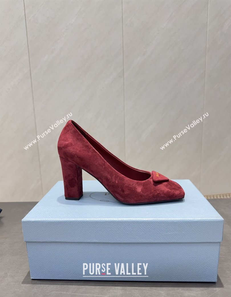 Prada Suede heel pumps 8.5cm Red 2025 PR120504 (MD-251205074)