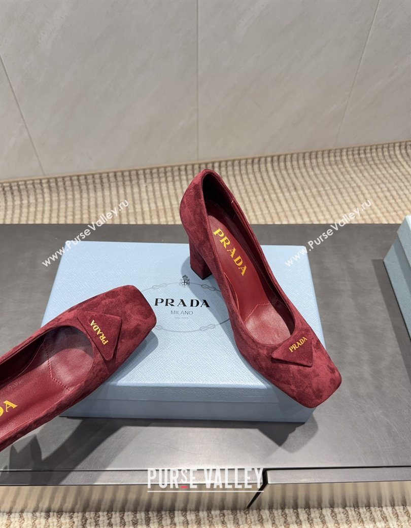 Prada Suede heel pumps 8.5cm Red 2025 PR120504 (MD-251205074)
