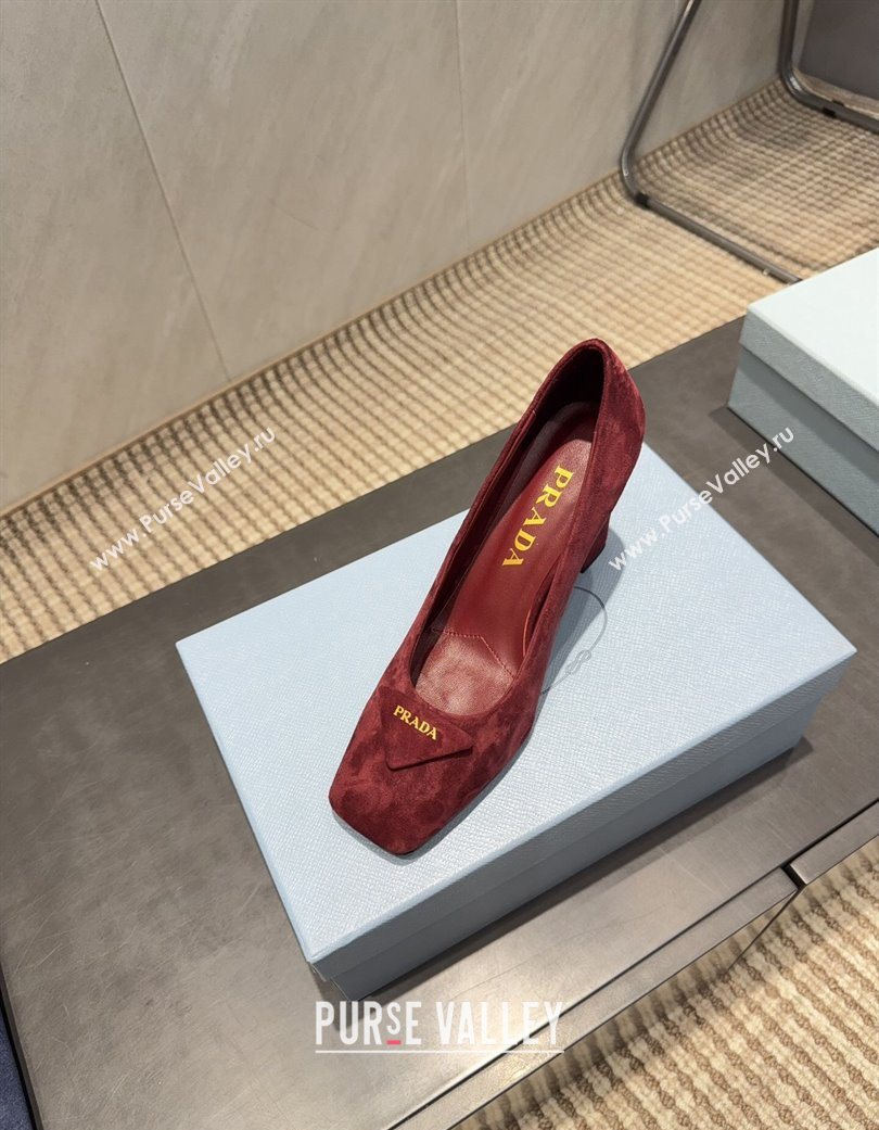 Prada Suede heel pumps 8.5cm Red 2025 PR120504 (MD-251205074)