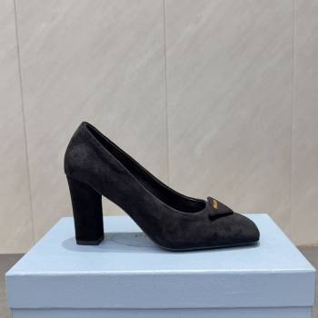 Prada Suede heel pumps 8.5cm Black 2025 PR120504 (MD-251205075)