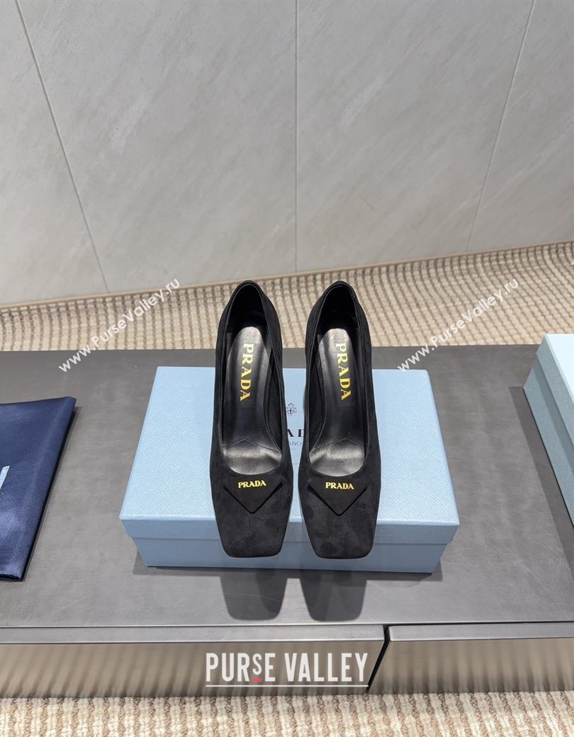 Prada Suede heel pumps 8.5cm Black 2025 PR120504 (MD-251205075)