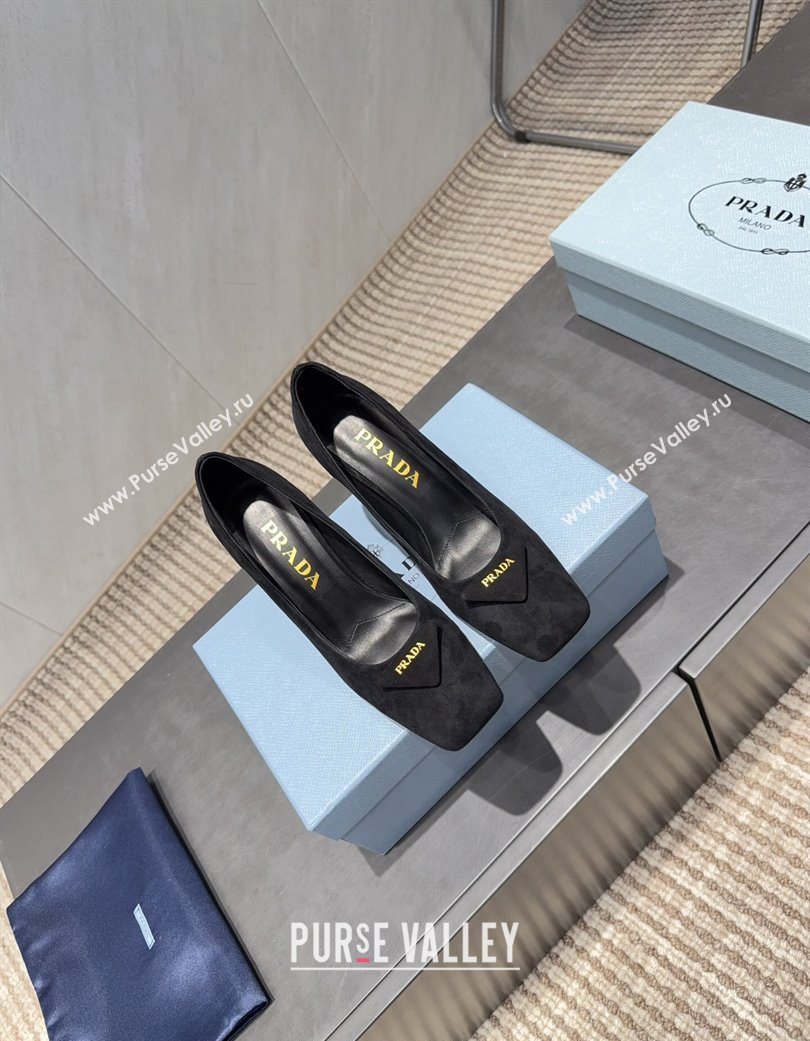 Prada Suede heel pumps 8.5cm Black 2025 PR120504 (MD-251205075)