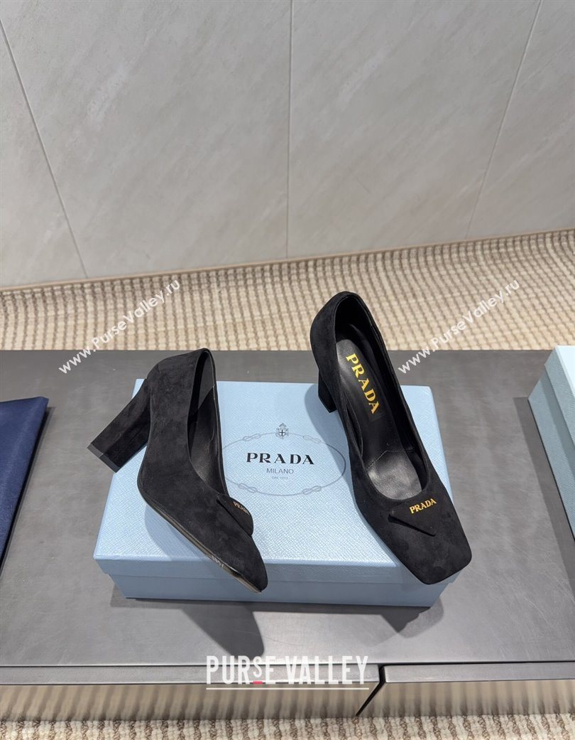 Prada Suede heel pumps 8.5cm Black 2025 PR120504 (MD-251205075)