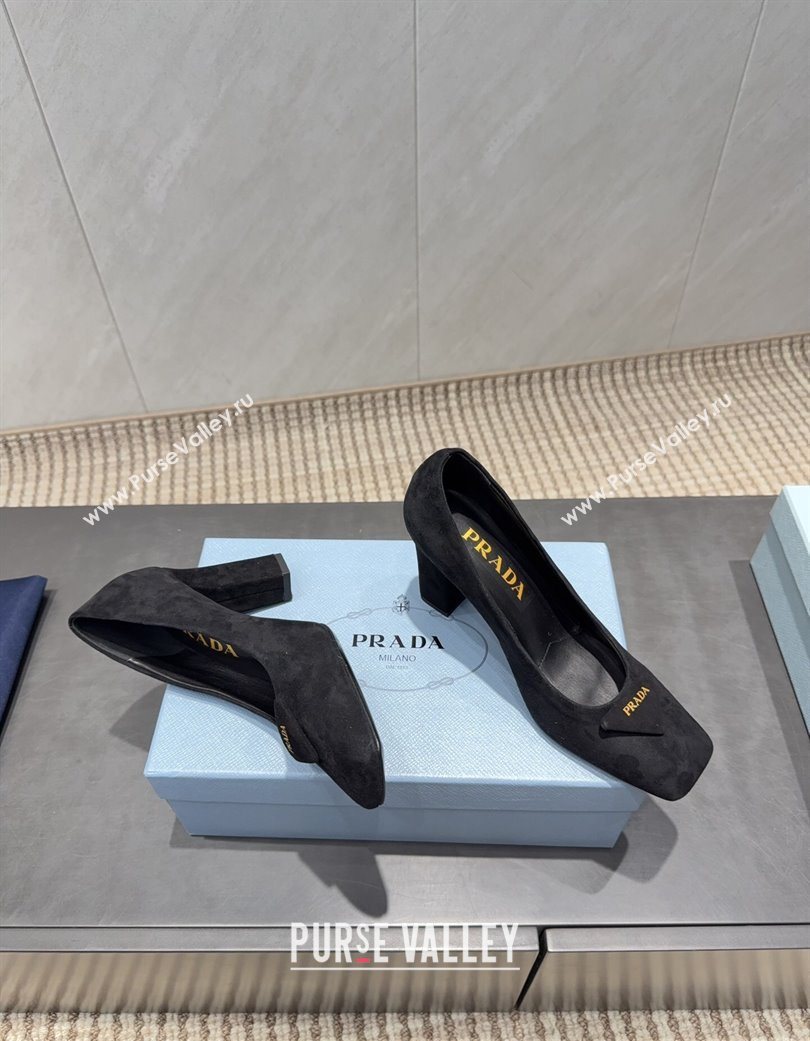Prada Suede heel pumps 8.5cm Black 2025 PR120504 (MD-251205075)