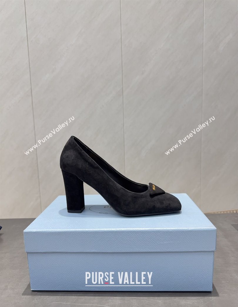 Prada Suede heel pumps 8.5cm Black 2025 PR120504 (MD-251205075)