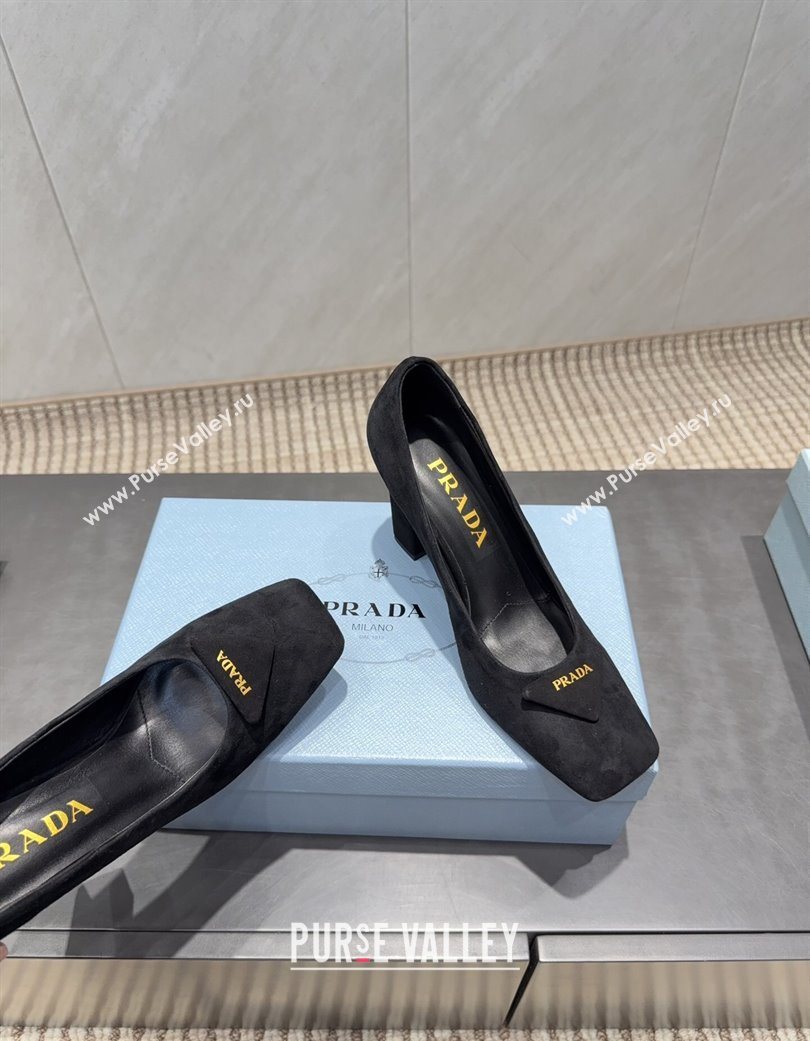 Prada Suede heel pumps 8.5cm Black 2025 PR120504 (MD-251205075)