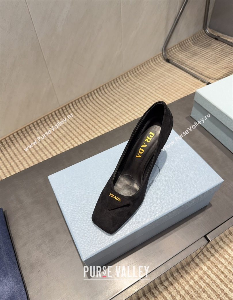 Prada Suede heel pumps 8.5cm Black 2025 PR120504 (MD-251205075)