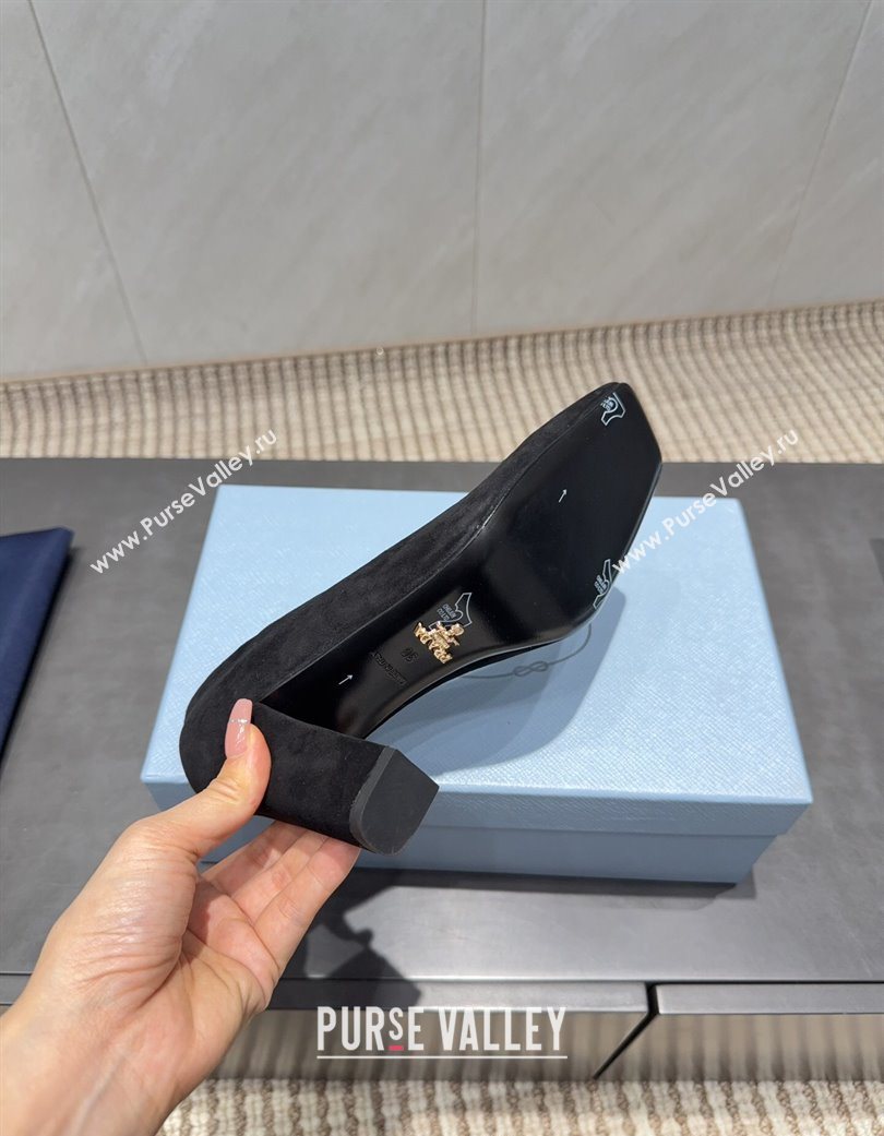 Prada Suede heel pumps 8.5cm Black 2025 PR120504 (MD-251205075)