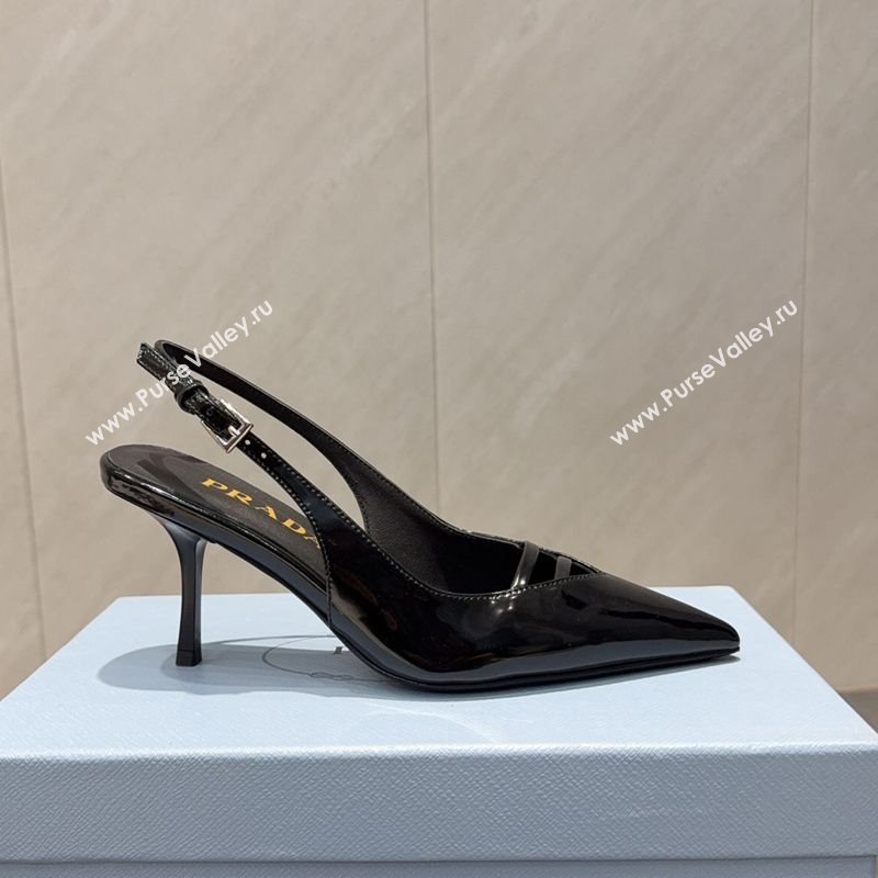 Prada Patent Leather Heel Slingbacks Pump 7.5cm Black 2025 PR120601 (MD-251206007)