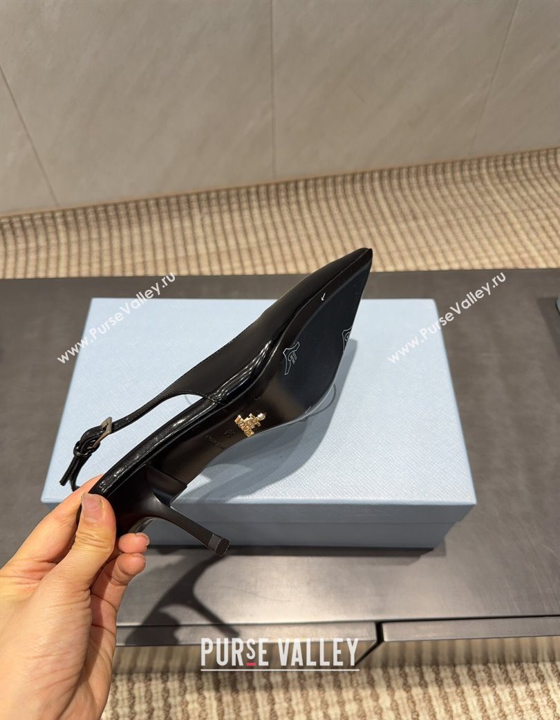 Prada Patent Leather Heel Slingbacks Pump 7.5cm Black 2025 PR120601 (MD-251206007)