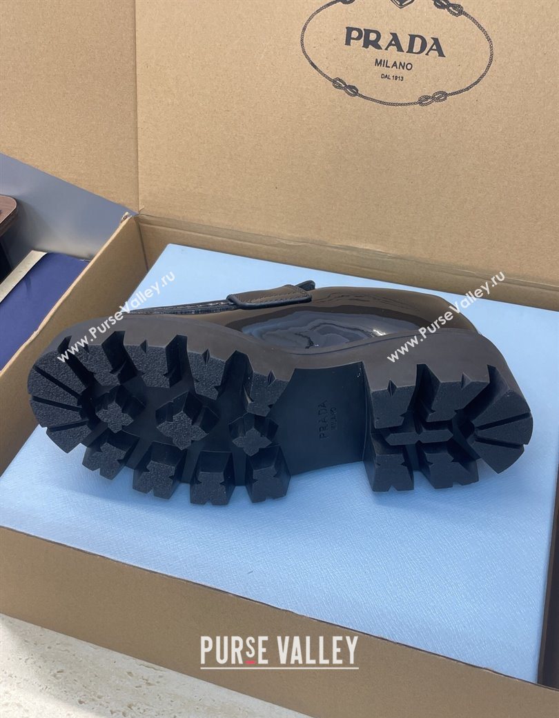 Prada Patent Leather Platform Loafers 4.5cm Black 2025 PR120604 (JC-251206023)