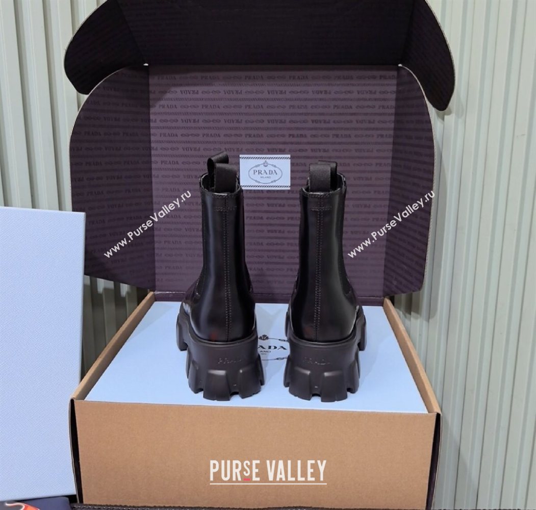 Prada Monolith brushed leather Chelsea boots Black 2025 1T256N (MD-251206044)