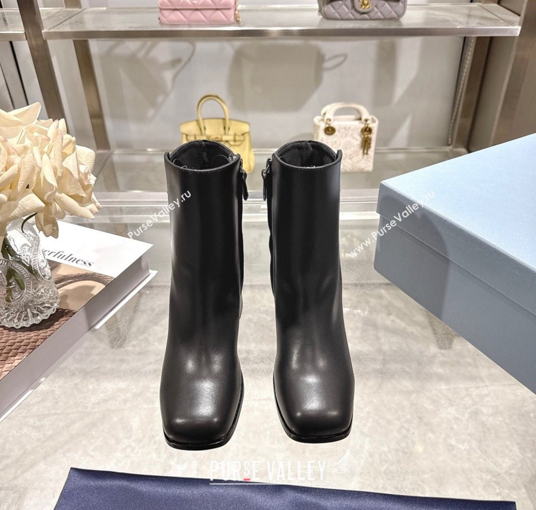 Prada Calf Leather Heel Ankle Boots 6.5cm with Buckle Black 2025 1206 (MD-251206035)