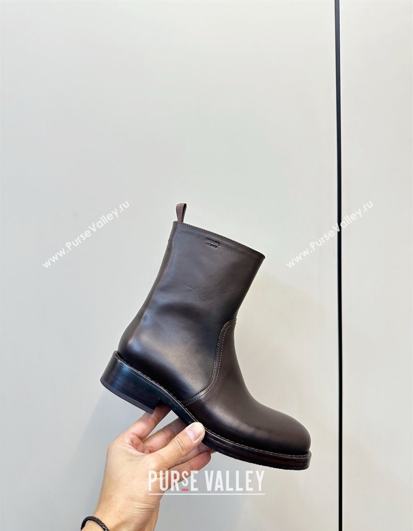 Prada Calf Leather Flat Ankle Boots Brown 2025 PR120606 (MD-251206037)