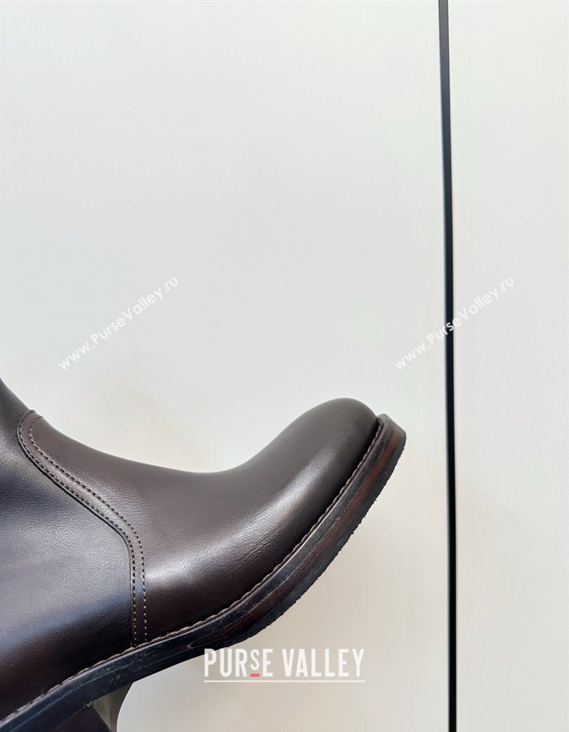 Prada Calf Leather Flat Ankle Boots Brown 2025 PR120606 (MD-251206037)