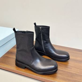 Prada Calf Leather Flat Ankle Boots Black 2025 PR120606 (MD-251206038)