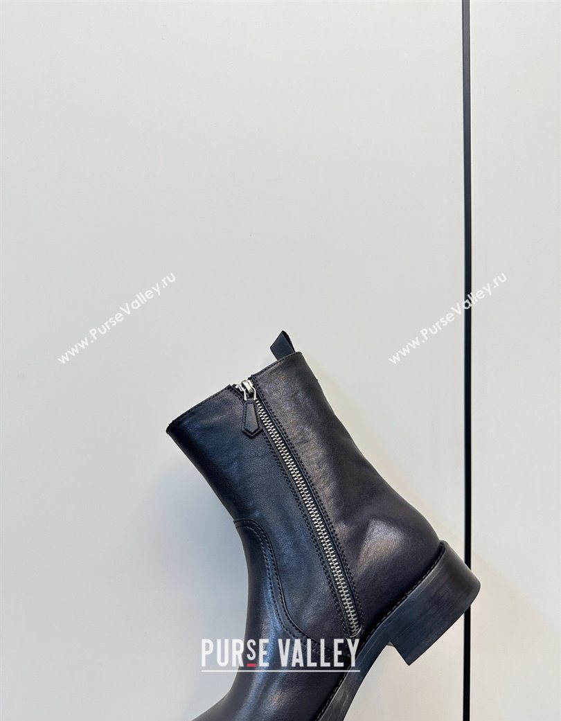 Prada Calf Leather Flat Ankle Boots Black 2025 PR120606 (MD-251206038)