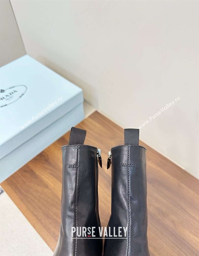 Prada Calf Leather Flat Ankle Boots Black 2025 PR120606 (MD-251206038)