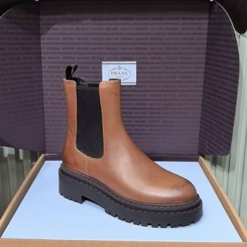 Prada Double Chocolate Calf Leather Chelsea Boots 5cm Brown2 2025 1T744N (MD-251206039)