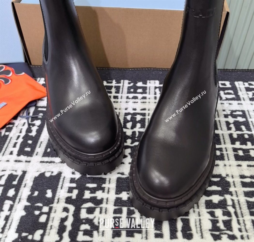 Prada Double Chocolate Calf Leather Chelsea Boots 5cm Black 2025 1T744N (MD-251206041)