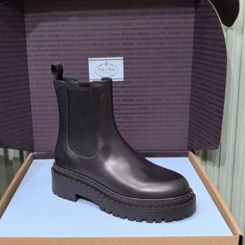 Prada Double Chocolate Calf Leather Chelsea Boots 5cm Black 2025 1T744N (MD-251206041)