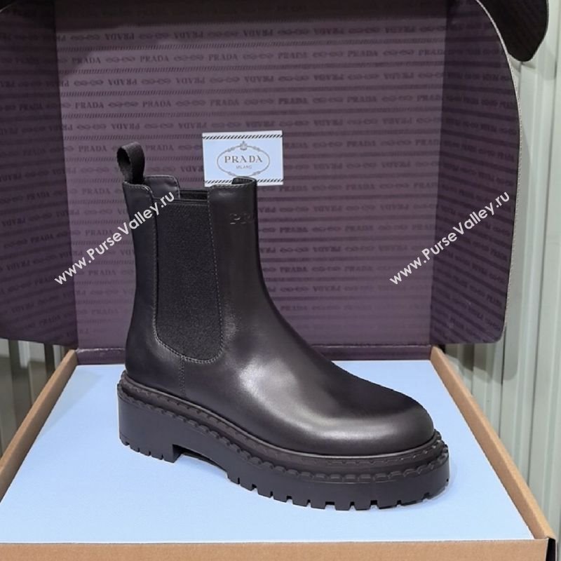 Prada Double Chocolate Calf Leather Chelsea Boots 5cm Black 2025 1T744N (MD-251206041)