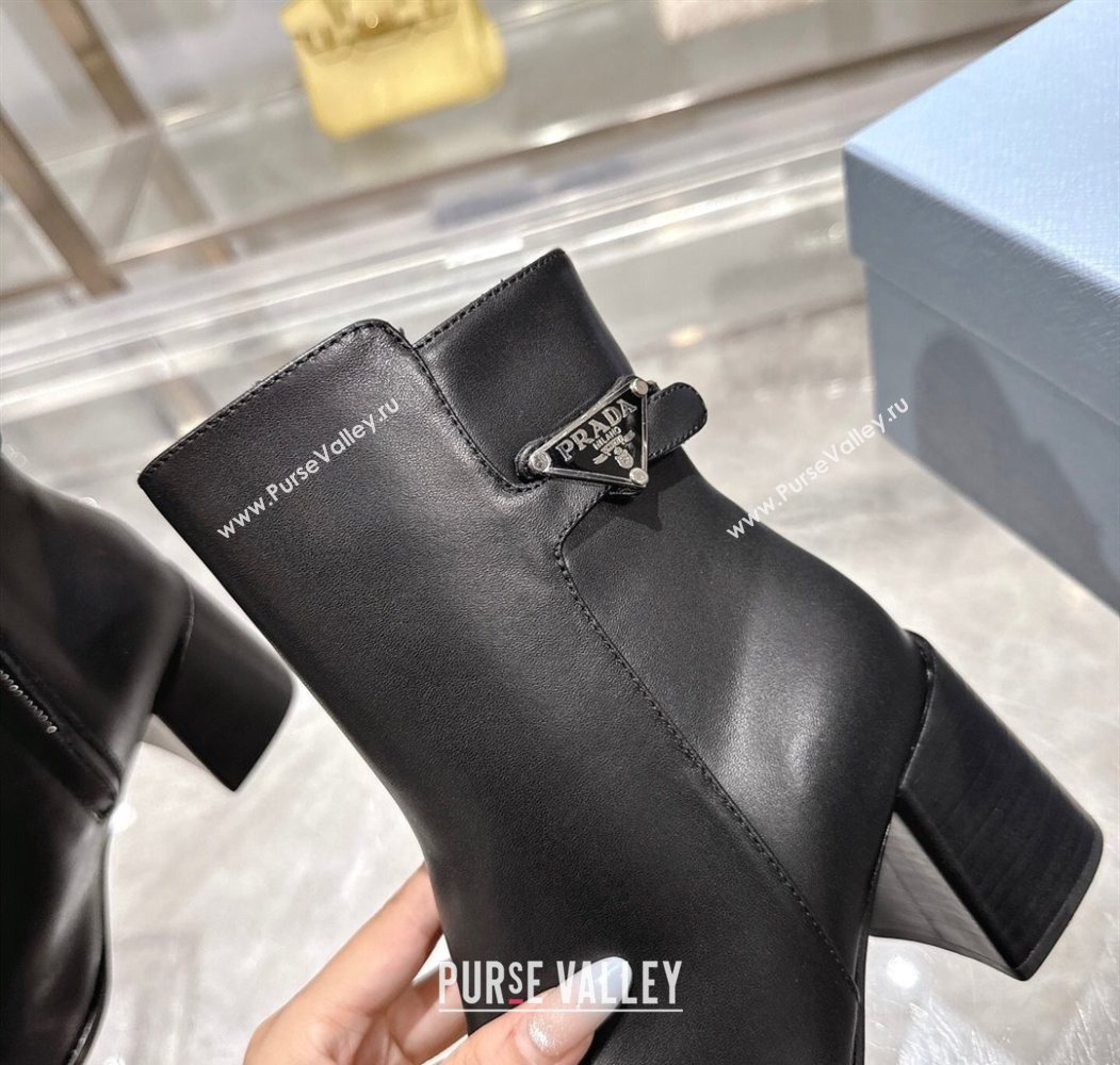 Prada Calf Leather Heel Ankle Boots 6.5cm with Buckle Black 2025 1206 (MD-251206035)