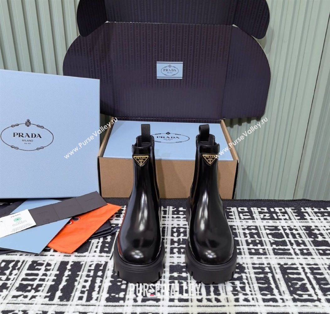 Prada Brushed leather booties Black 2025 1T186O (MD-251206043)