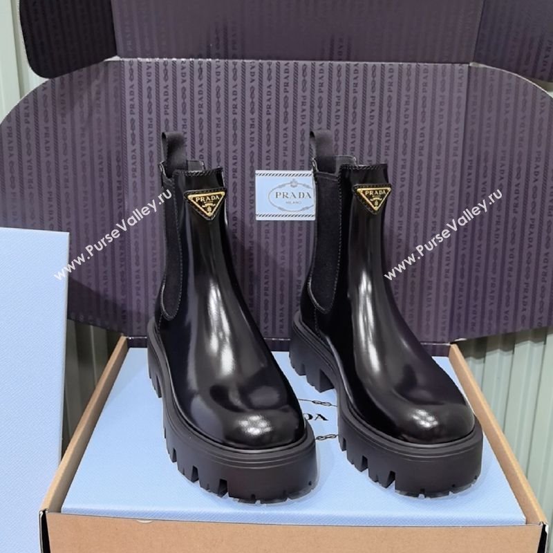 Prada Brushed leather booties Black 2025 1T186O (MD-251206043)