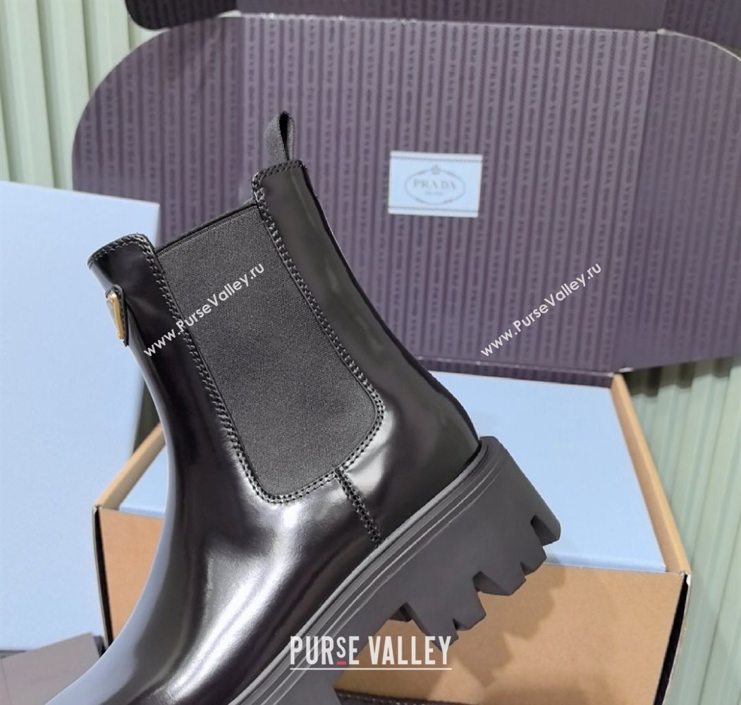 Prada Brushed leather booties Black 2025 1T186O (MD-251206043)