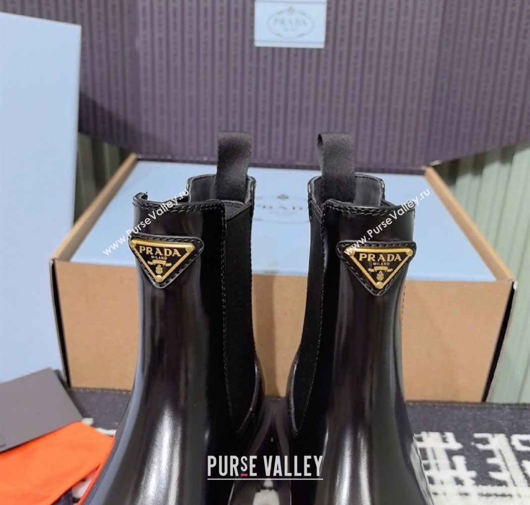 Prada Brushed leather booties Black 2025 1T186O (MD-251206043)