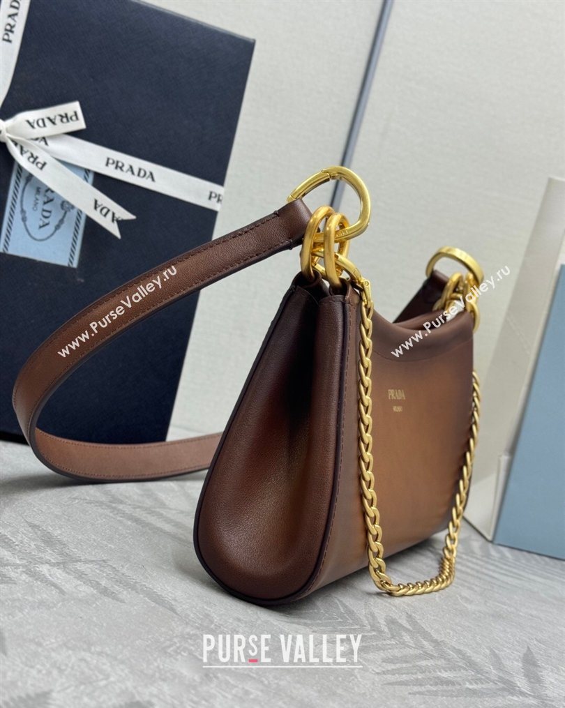 Prada Enchaîne small leather bag Brown 2026 1BC261 (YZ-260123071)