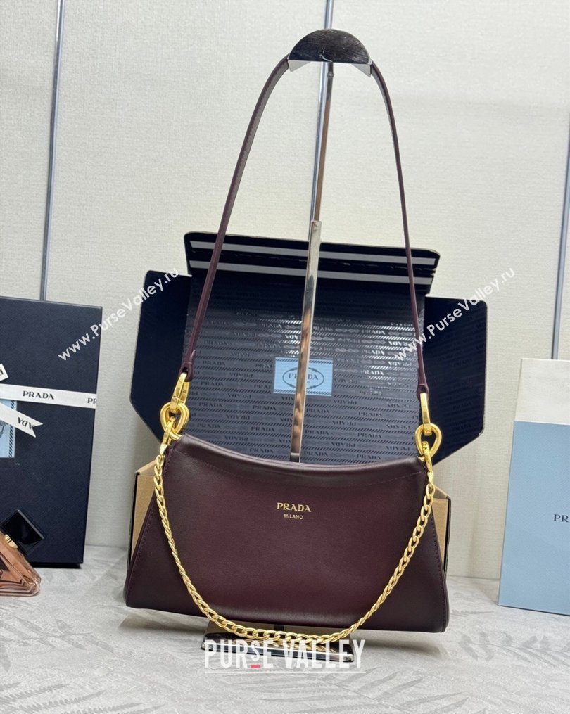 Prada Enchaîne small leather bag Burgundy 2026 1BC261 (YZ-260123072)