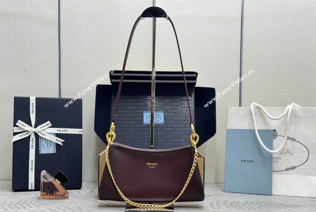 Prada Enchaîne small leather bag Burgundy 2026 1BC261 (YZ-260123072)