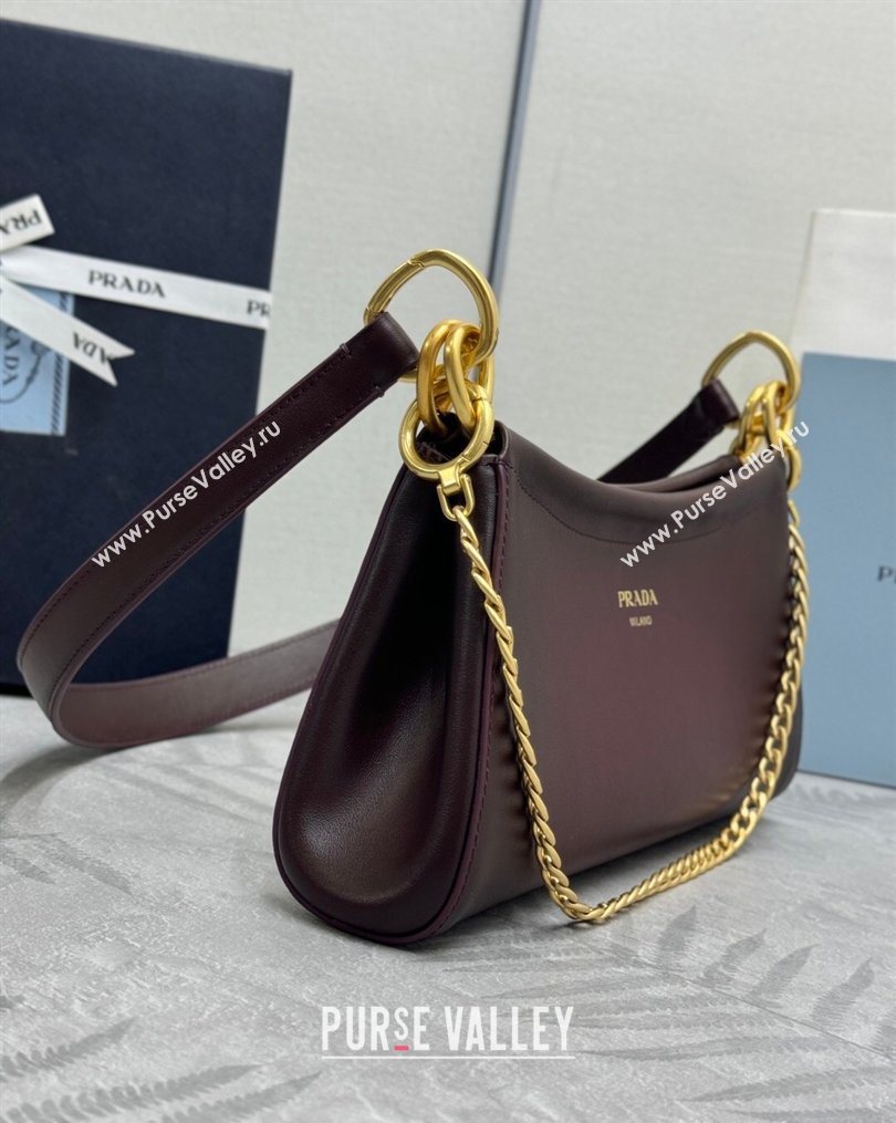 Prada Enchaîne small leather bag Burgundy 2026 1BC261 (YZ-260123072)