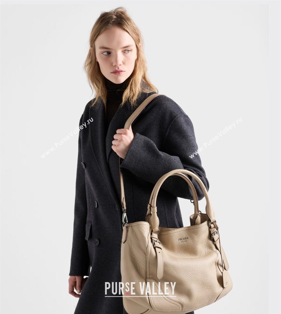 Prada Large leather tote bag Light Beige 2026 1BG602 (YZ-260123033)