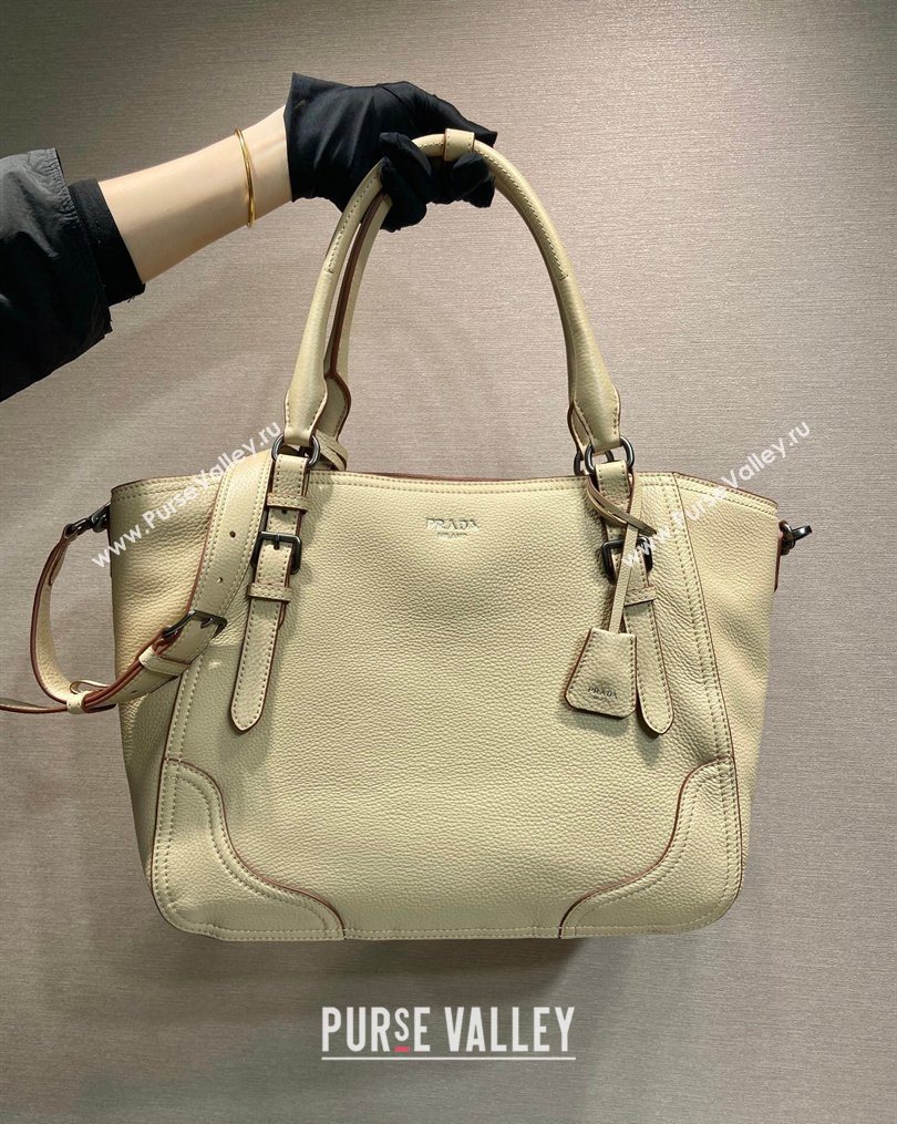 Prada Large leather tote bag Light Beige 2026 1BG602 (YZ-260123033)