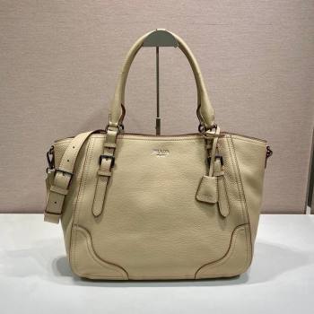 Prada Large leather tote bag Light Beige 2026 1BG602 (YZ-260123033)