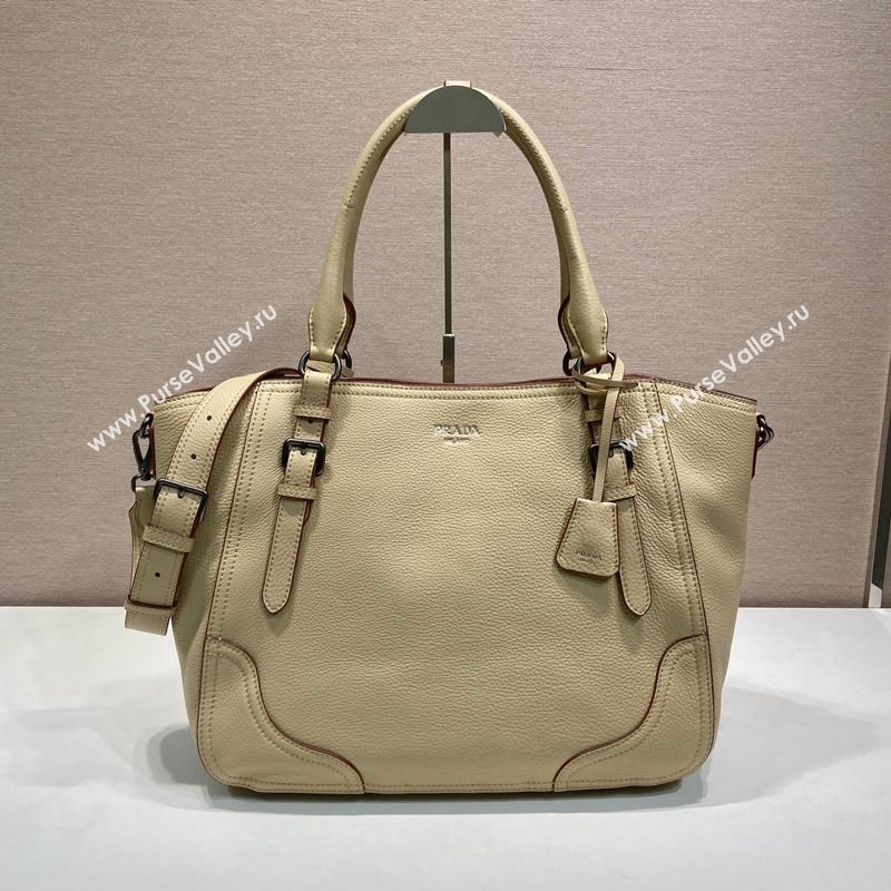 Prada Large leather tote bag Light Beige 2026 1BG602 (YZ-260123033)