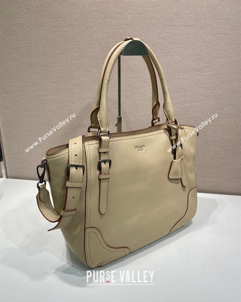Prada Large leather tote bag Light Beige 2026 1BG602 (YZ-260123033)