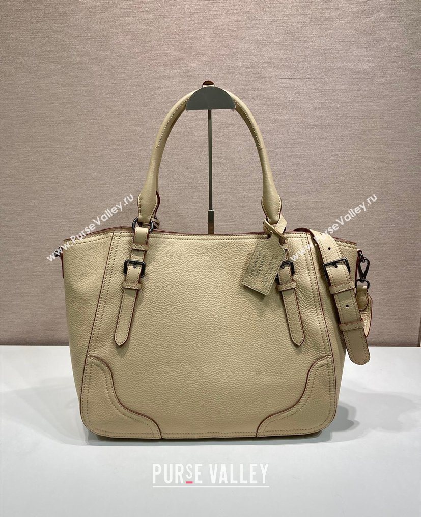 Prada Large leather tote bag Light Beige 2026 1BG602 (YZ-260123033)