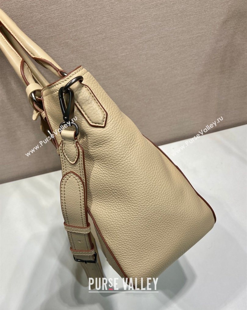 Prada Large leather tote bag Light Beige 2026 1BG602 (YZ-260123033)
