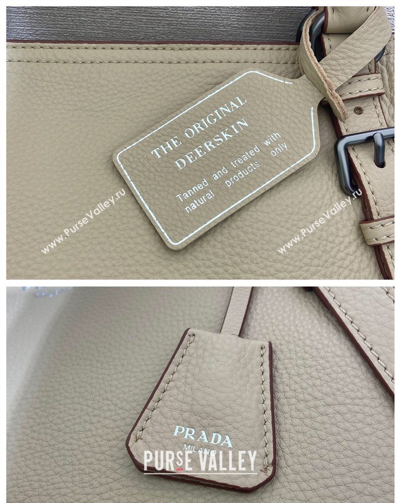 Prada Large leather tote bag Light Beige 2026 1BG602 (YZ-260123033)