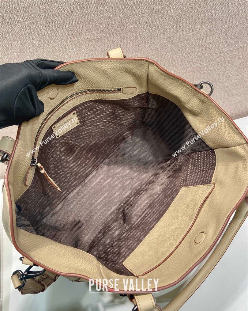 Prada Large leather tote bag Light Beige 2026 1BG602 (YZ-260123033)