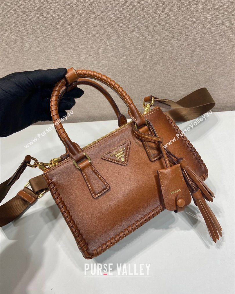 Prada Galleria mini leather bag with Stitching Details 1BA906 Brown 2026 (YZ-260123037)
