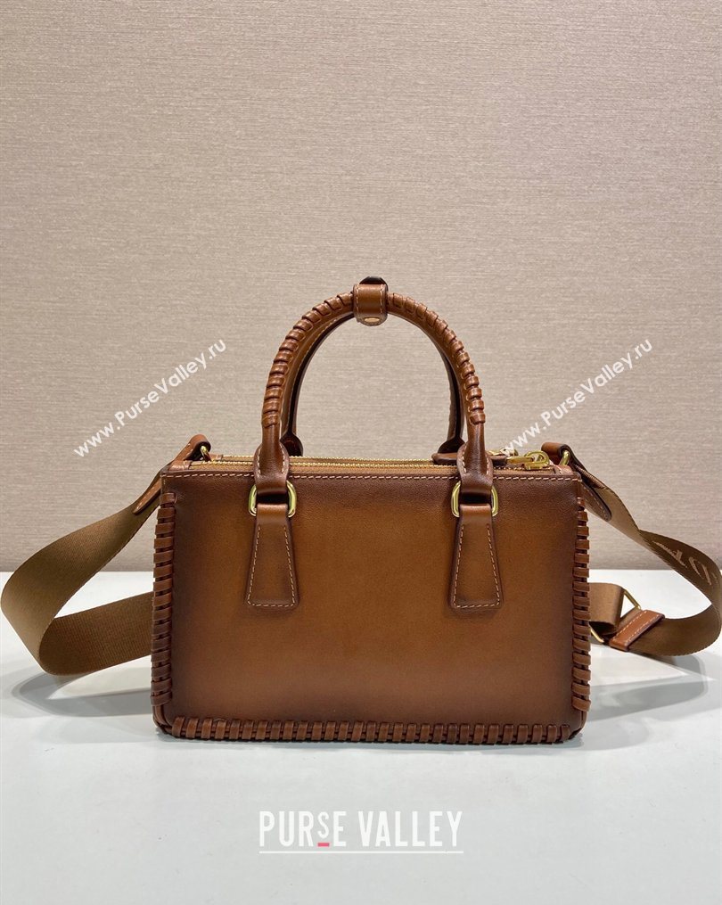 Prada Galleria mini leather bag with Stitching Details 1BA906 Brown 2026 (YZ-260123037)