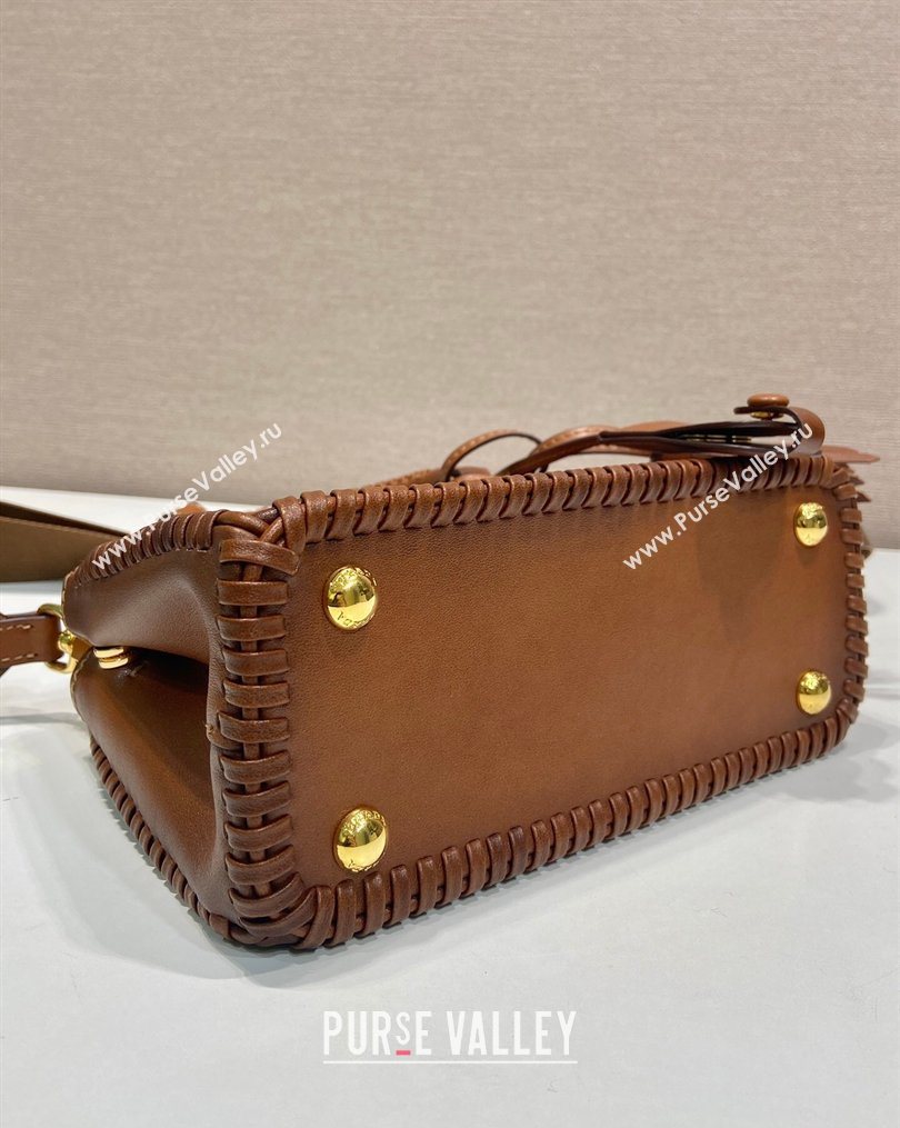 Prada Galleria mini leather bag with Stitching Details 1BA906 Brown 2026 (YZ-260123037)