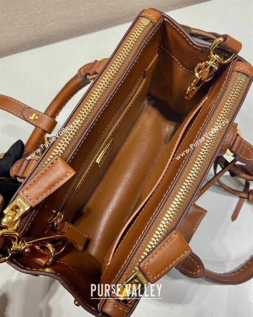 Prada Galleria mini leather bag with Stitching Details 1BA906 Brown 2026 (YZ-260123037)