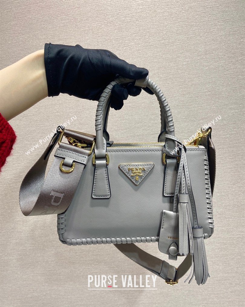 Prada Galleria mini leather bag with Stitching Details 1BA906 Grey 2026 (YZ-260123038)