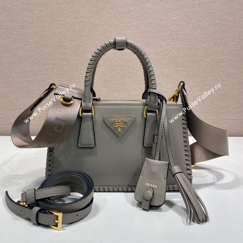 Prada Galleria mini leather bag with Stitching Details 1BA906 Grey 2026 (YZ-260123038)